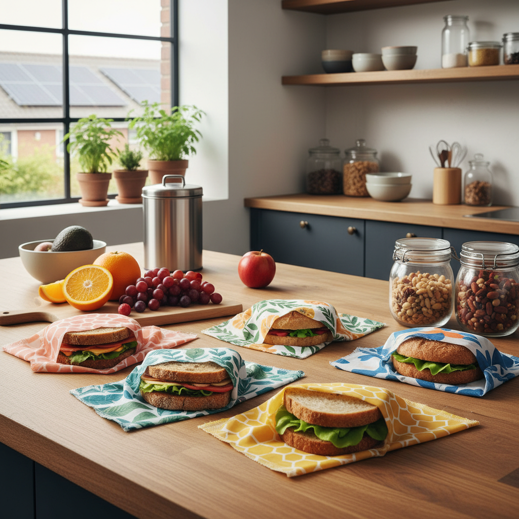 Beeswax wraps covering food