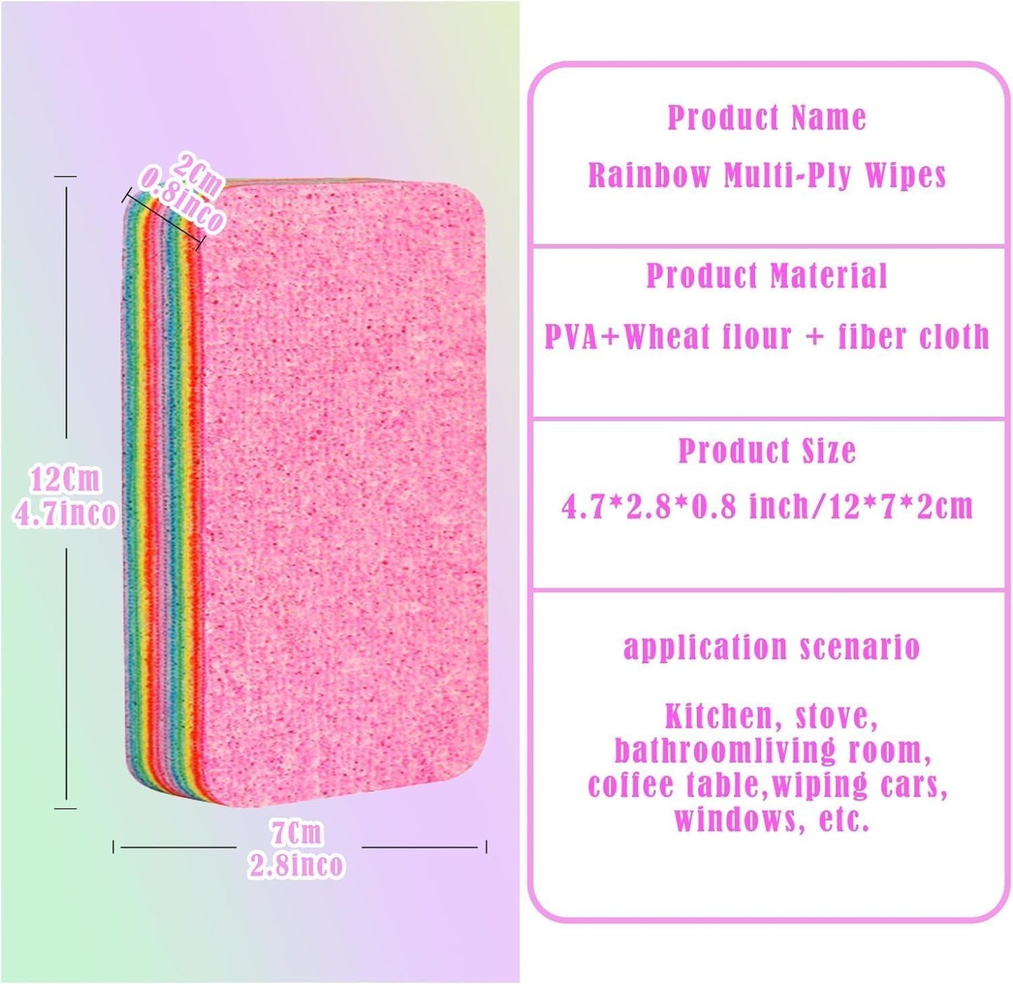 Peelable Layer 12-Ply Reusable Microfiber Cleaning Sponges – Highly Absorbent Multi-Use Dish Towels & Kitchen Scrub Rags