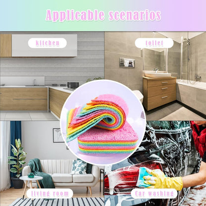 Peelable Layer 12-Ply Reusable Microfiber Cleaning Sponges – Highly Absorbent Multi-Use Dish Towels & Kitchen Scrub Rags