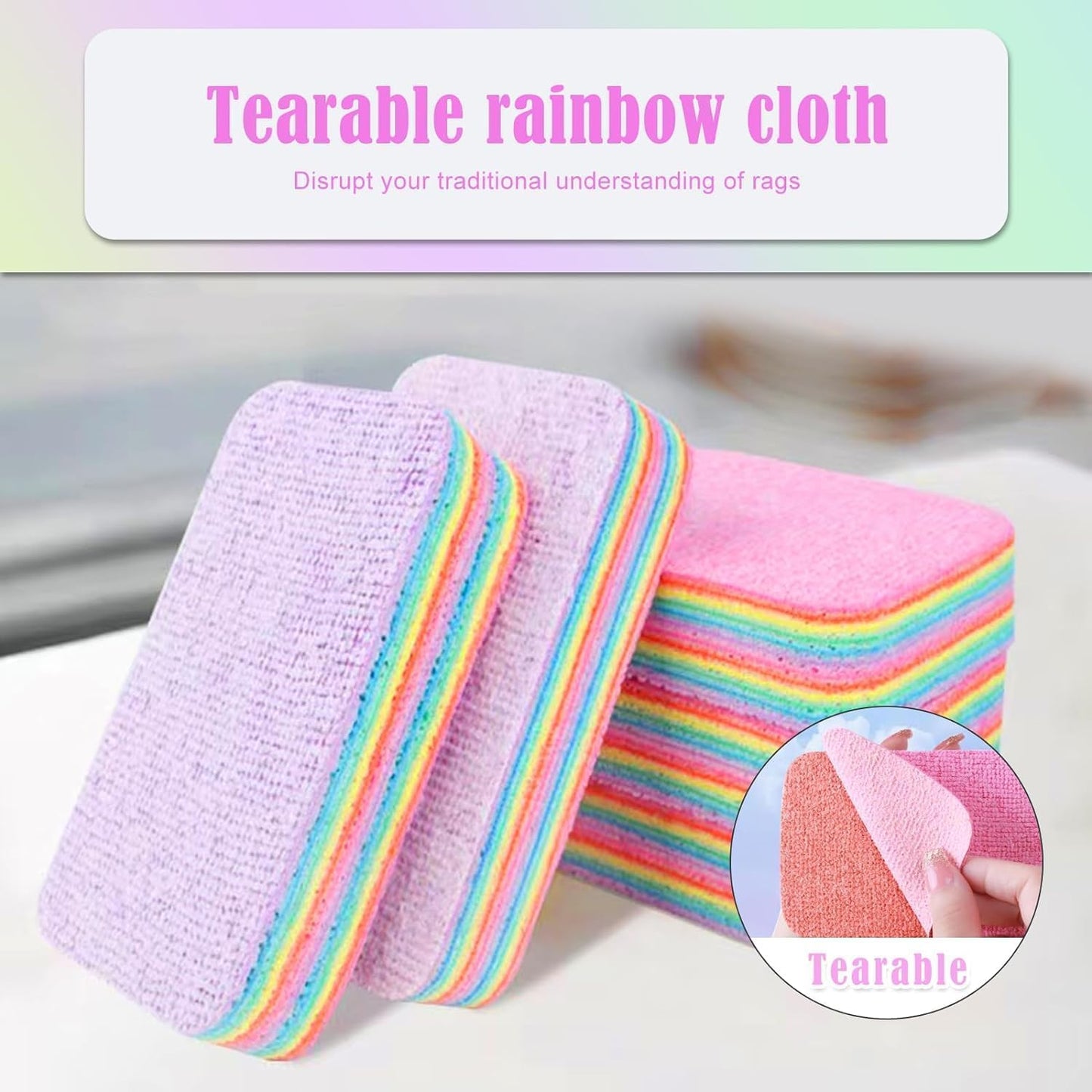 Peelable Layer 12-Ply Reusable Microfiber Cleaning Sponges – Highly Absorbent Multi-Use Dish Towels & Kitchen Scrub Rags