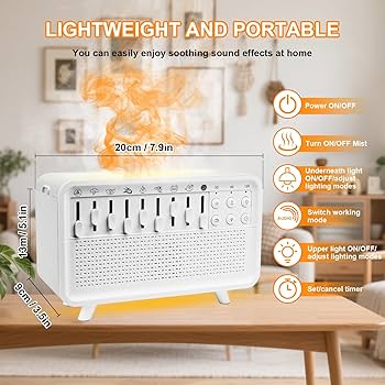 4 in 1 HIFI Bluetooth Speaker LED White Noise Speaker White Noise Sleep Aid Night Light Humidifier Machine with 8 Nature Sounds