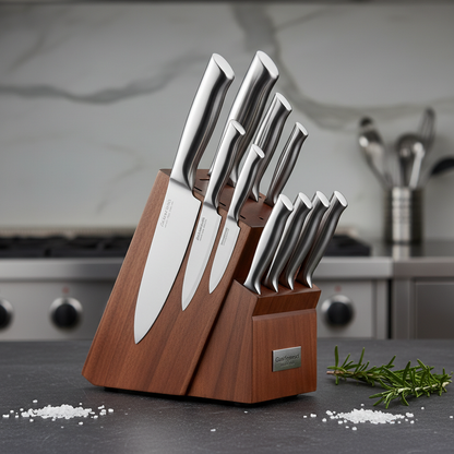 Kitchen knife set detail shot