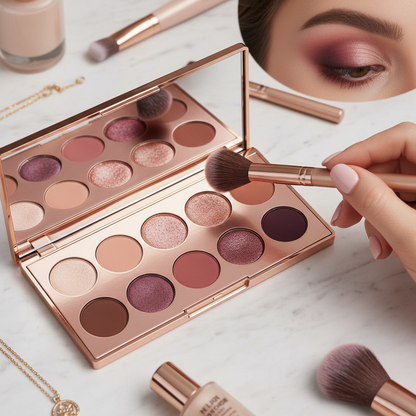 Eyeshadow palette being applied