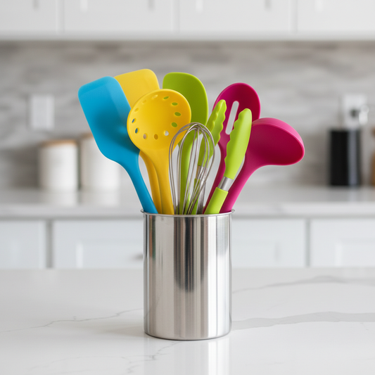 Colorful silicone cooking utensil set