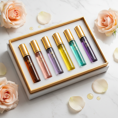 Luxury perfume oil roll-on set in gift box