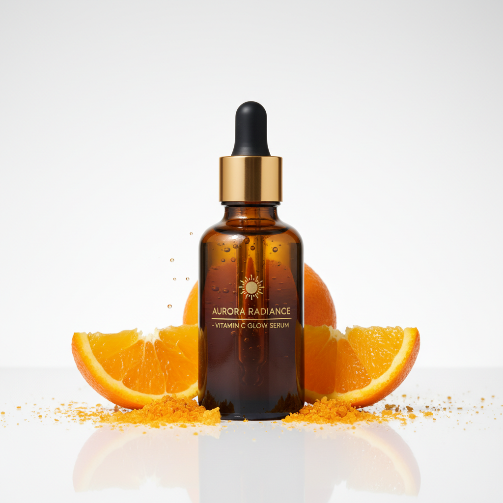 Vitamin C Glow Serum amber glass dropper bottle