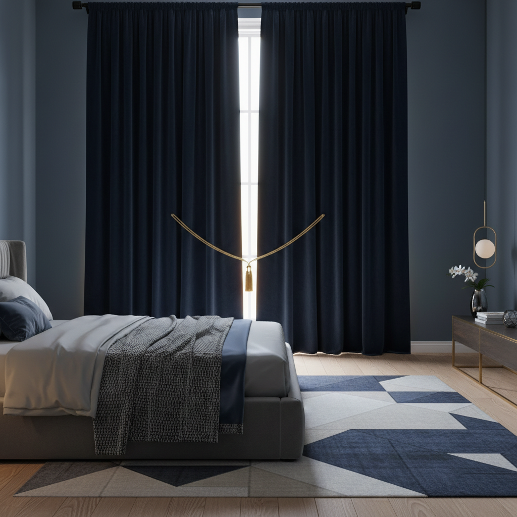 Blackout curtains in bedroom