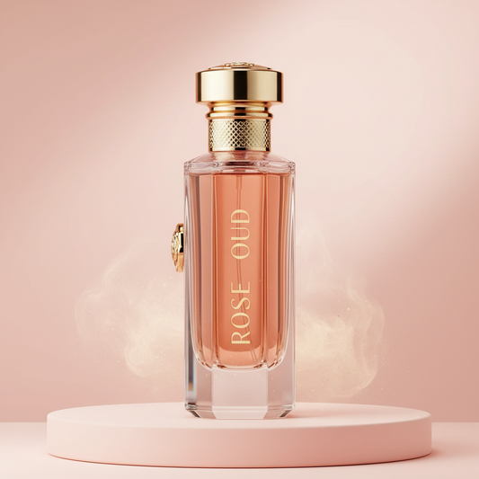 Luxury Rose Oud Perfume bottle side view