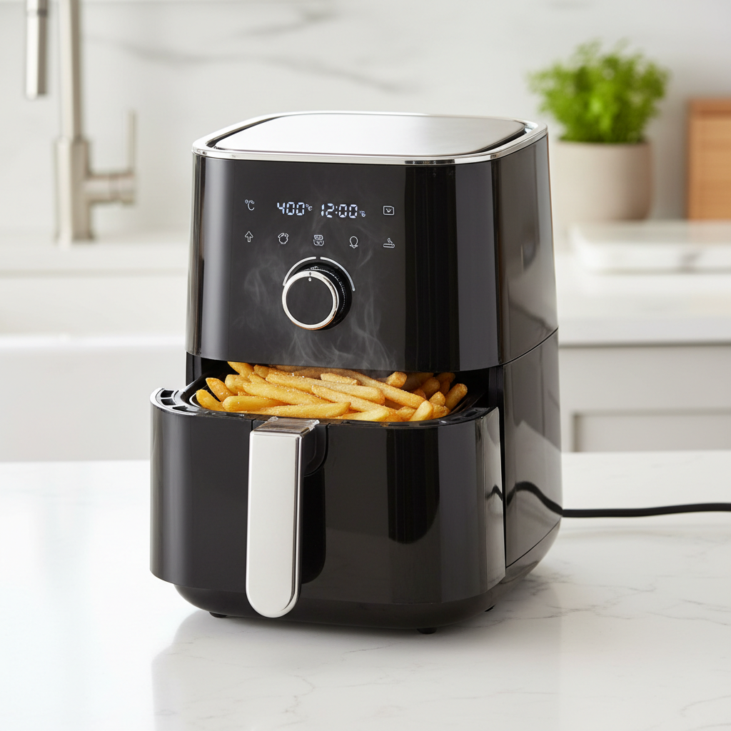 Compact air fryer on kitchen counter