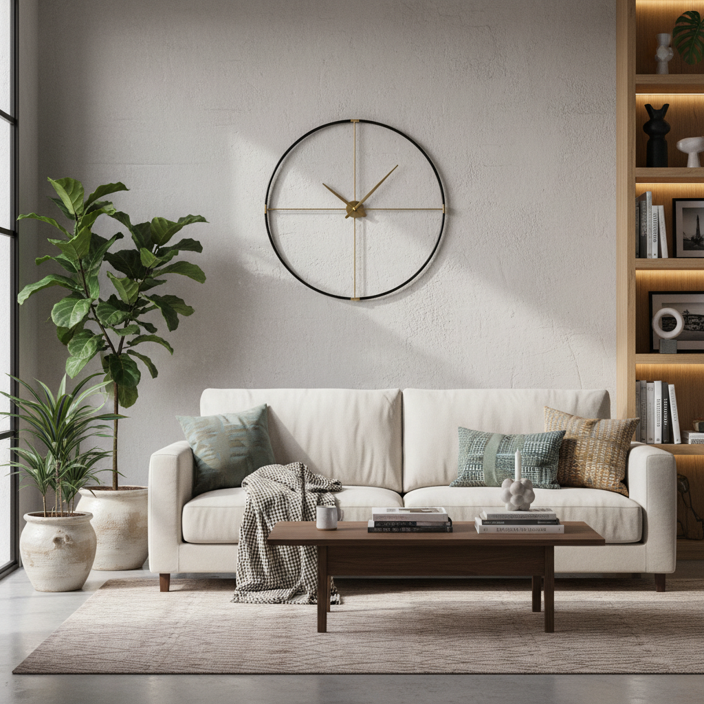 Wall clock in stylish living room