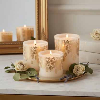 Luxury scented candle set in glass jars